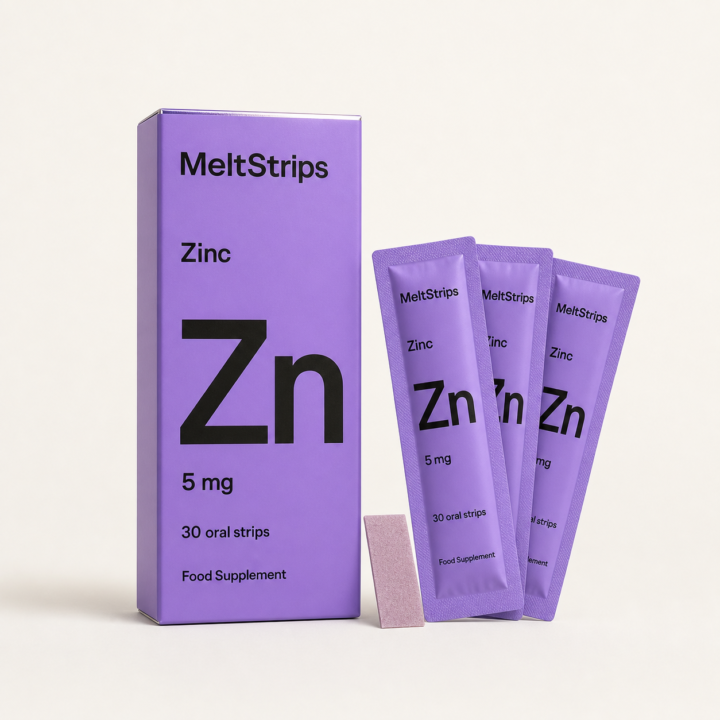 Zinc Oral Strips proposed MeltStrips packaging with individually wrapped oral strips